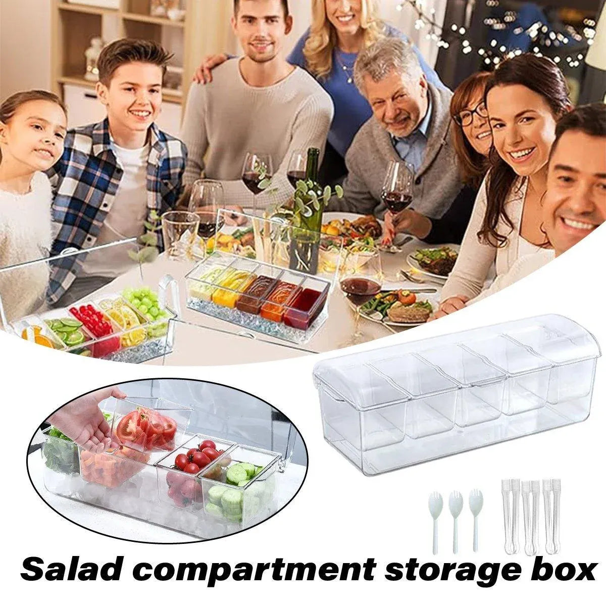 Outdoor Picnic Ice Box Split Salad Plate Fresh-keeping Food Storage Container